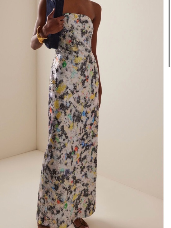 SIRAPOP Dresses & Skirts - Strapless Sequin Maxi Dress in White Multicolor
